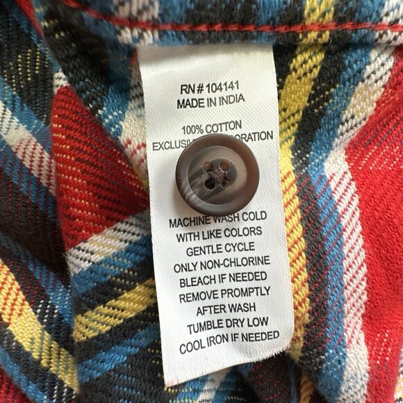 Alpine Design Heavyweight Flannel Shirt Men’s Size Large Red Blue Yellow Plaid - Picture 6 of 12